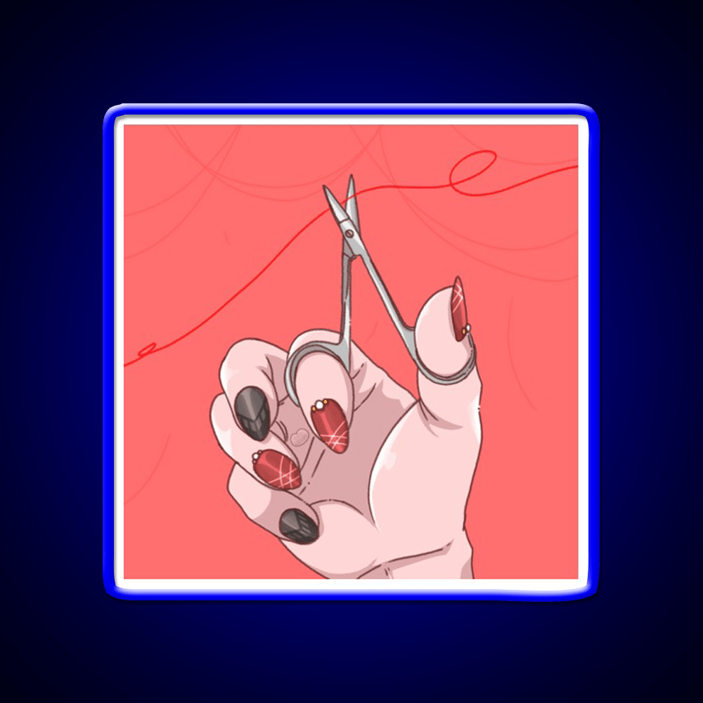 Red String Cut It Nail Salon Led Neon Sign Rgb Color - Shineneon