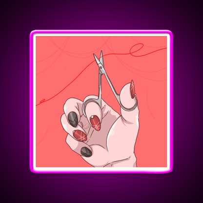 Red String Cut It Nail Salon Led Neon Sign Rgb Color - Shineneon