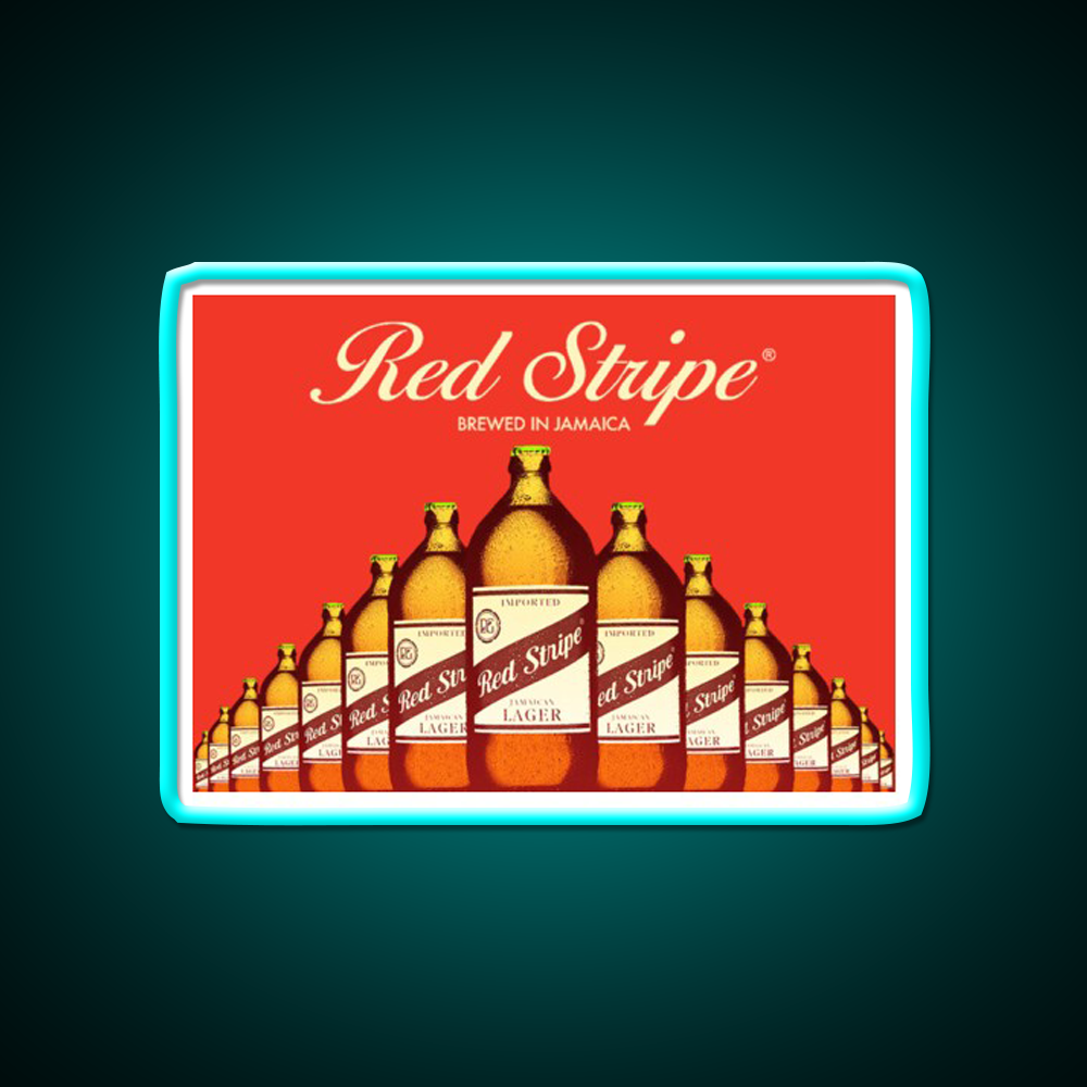 Red Stripe Beer Brewed Beer Bar Decor Led Neon Sign Rgb Color - Size and dimension reference