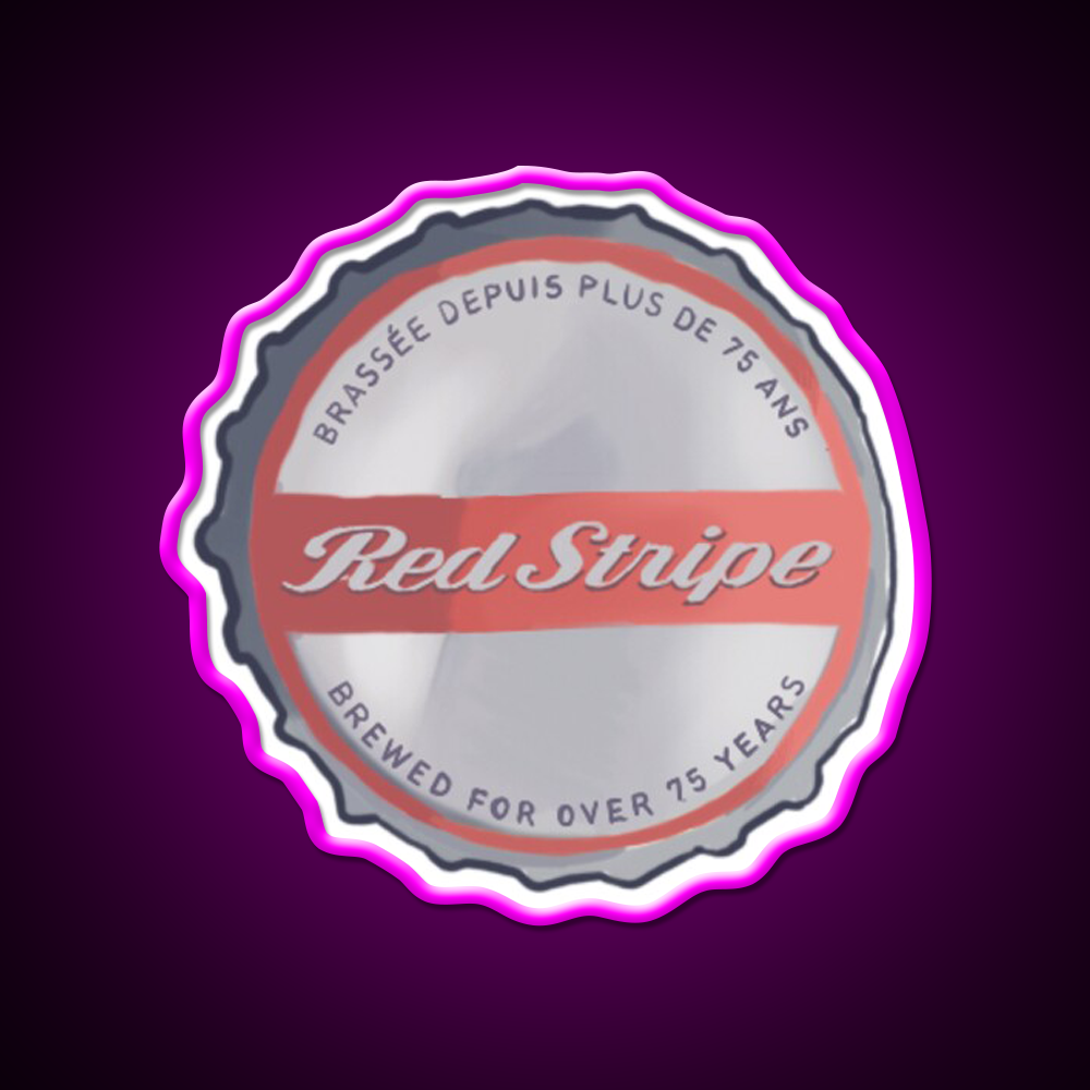 Red Stripe Bottle Cap Beer Bar Decor Led Neon Sign Rgb Color - Neon sign mounted on wall in room