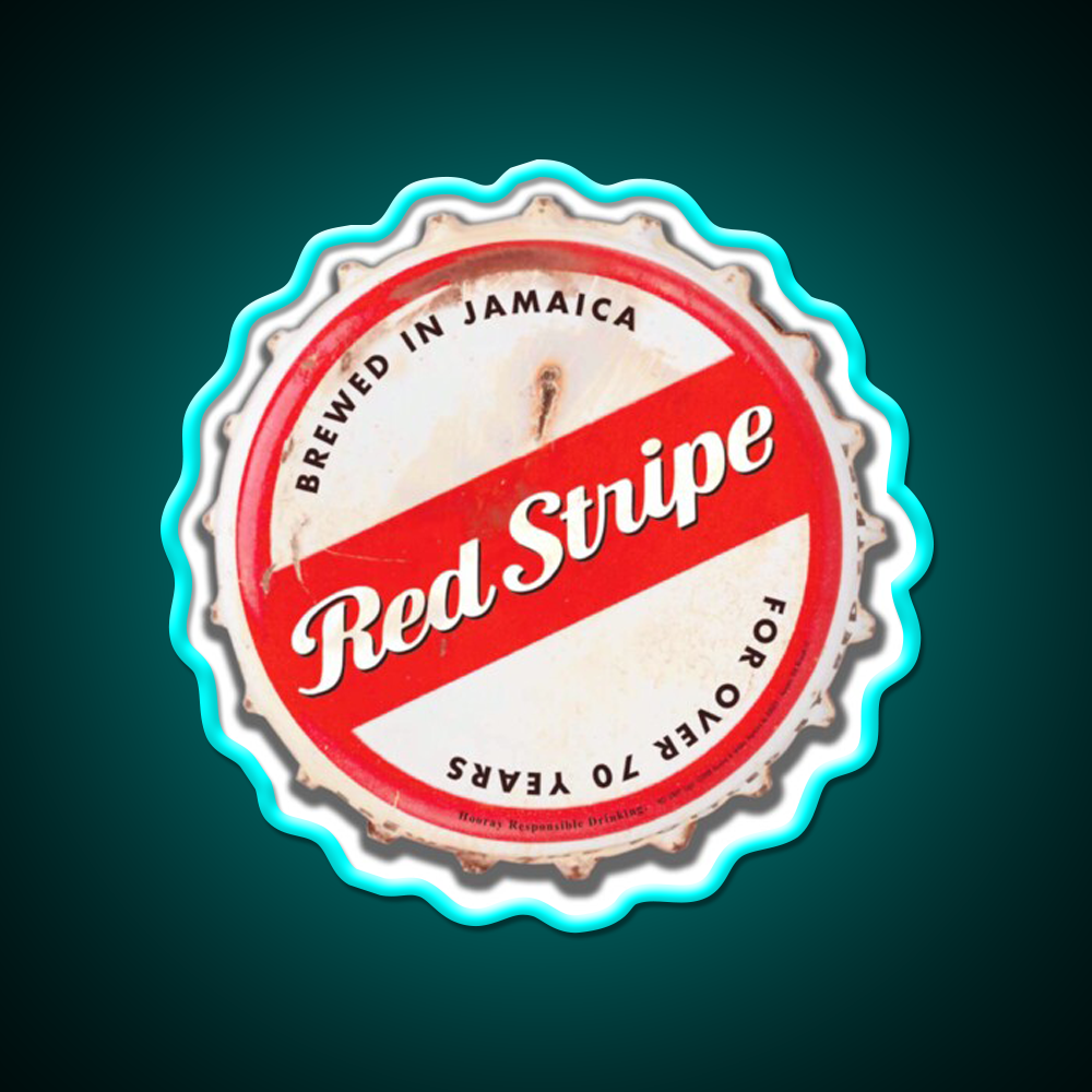 Red Stripe Bottle Cap Beer Bar Decor Led Neon Sign Wall Art Rgb Color - Size and dimension reference
