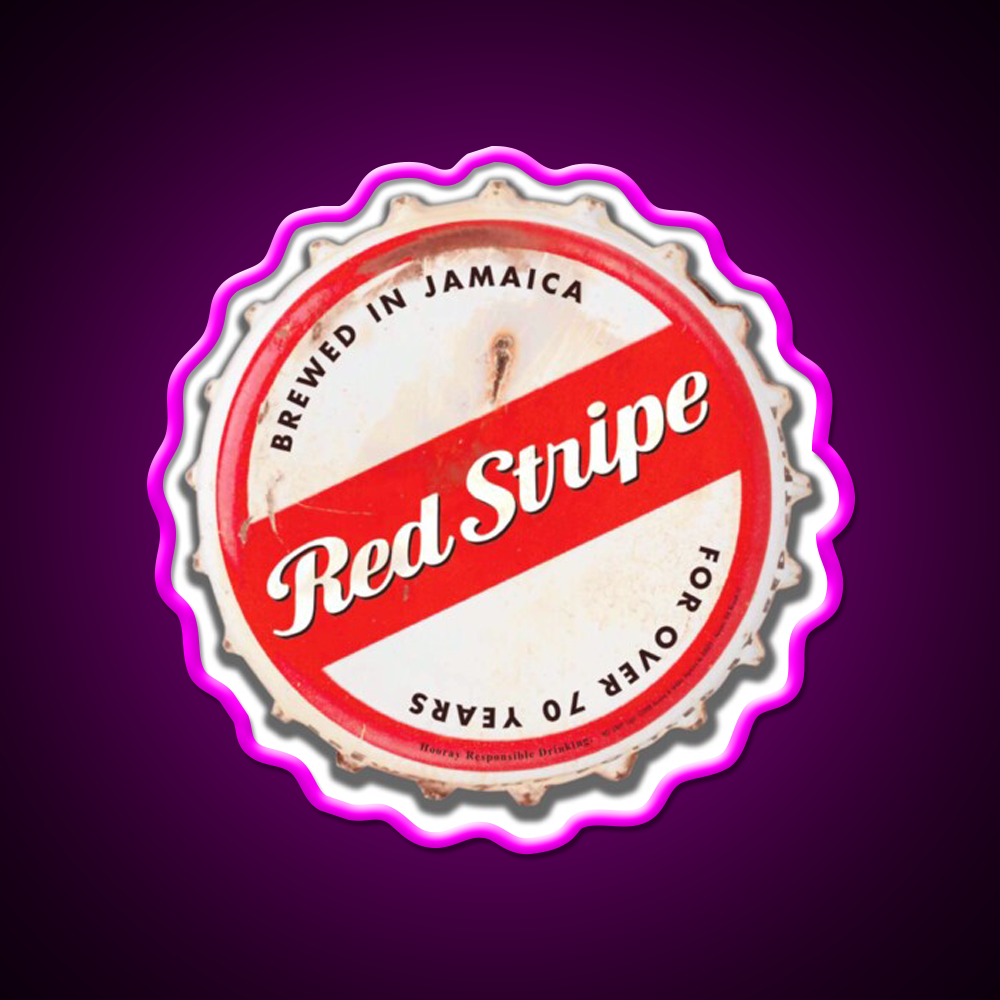 Red Stripe Bottle Cap Beer Bar Decor Led Neon Sign Wall Art Rgb Color - Neon sign mounted on wall in room