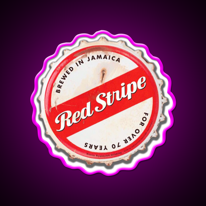Red Stripe Bottle Cap Beer Bar Decor Led Neon Sign Wall Art Rgb Color - Neon sign mounted on wall in room