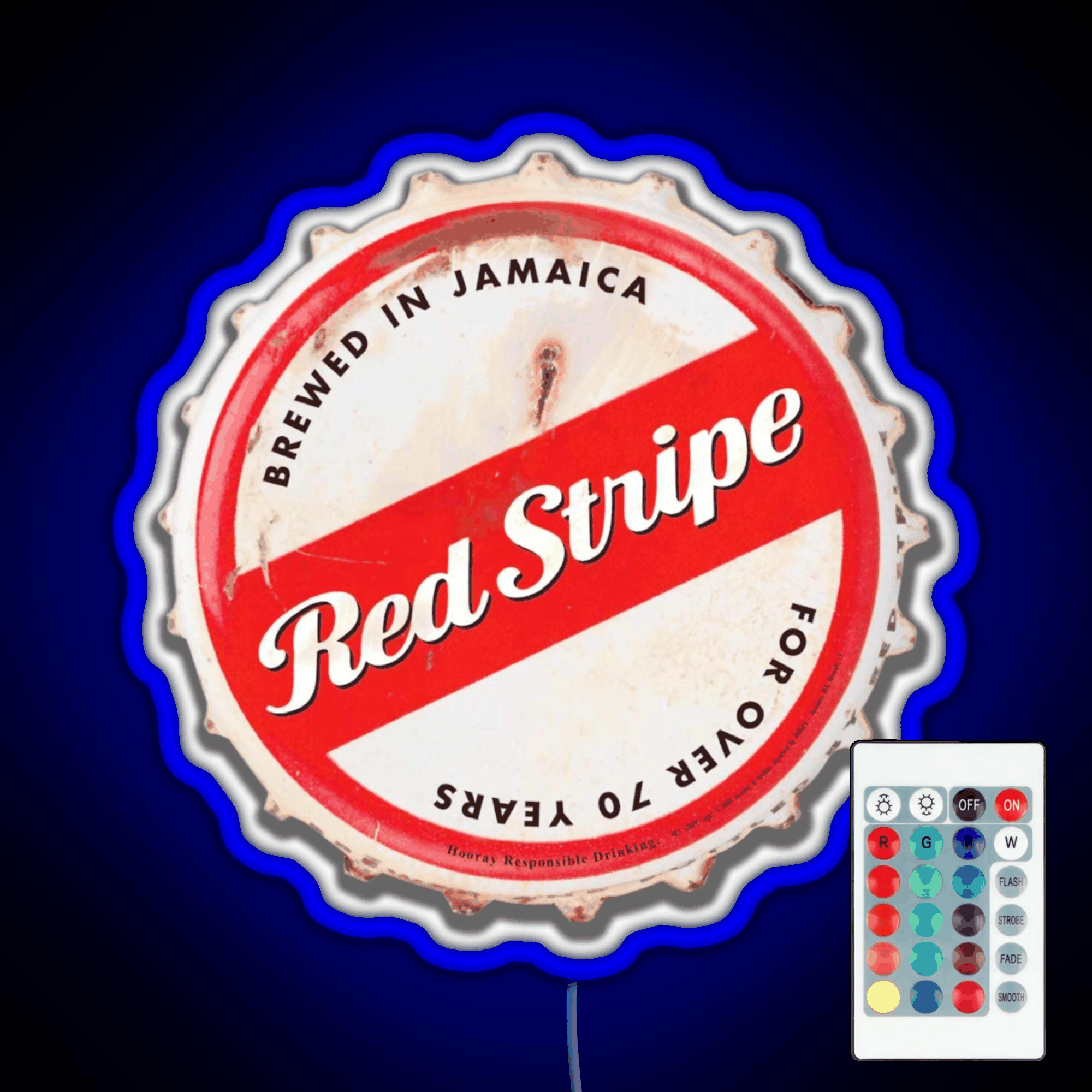 Red Stripe Bottle Cap Rgb Led Neon Sign Pop Wall Art