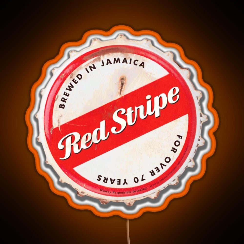 Red Stripe Bottle Cap Rgb Led Neon Sign Pop Wall Art - Shineneon