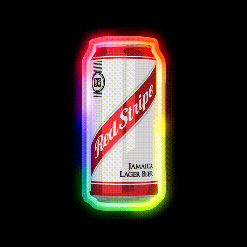 Red Stripe Can Beer Bar Decor Led Neon Sign Rgb Color - LED neon sign close-up detail