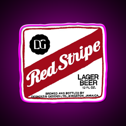 Red Stripe Transparent Pop Beer Bar Decor Led Neon Sign Rgb Color - Neon sign mounted on wall in room