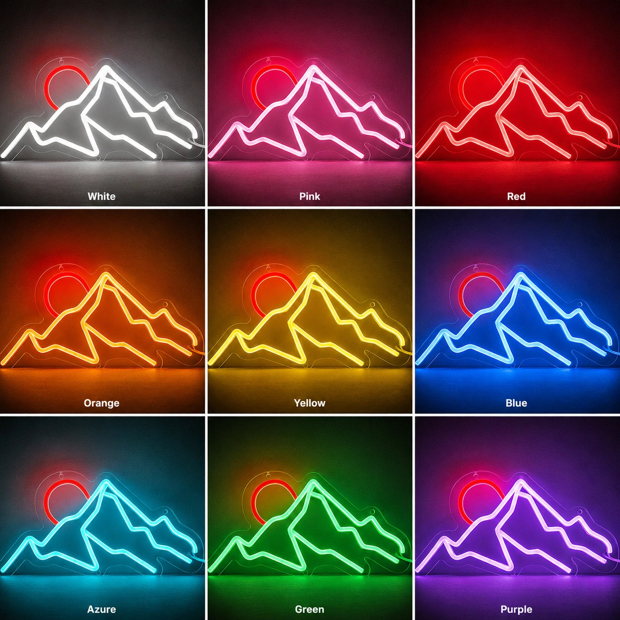 Red Sun Mountain Neon Sign LED Neon Sign color grid