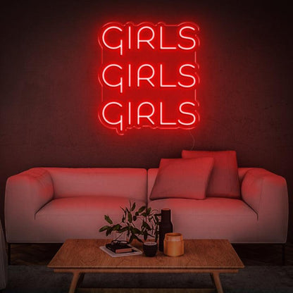 Red Triple Girls Led Neon Sign For Stylish Home Decor | Shineneon