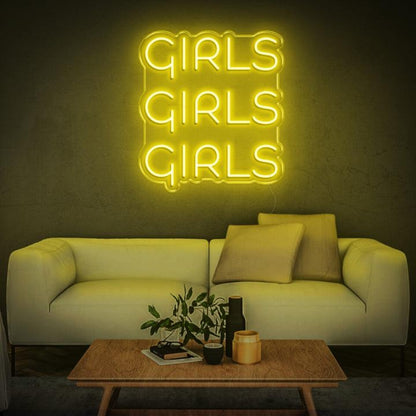 Red Triple Girls Led Neon Sign For Stylish Home Decor | Shineneon