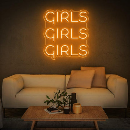 Red Triple Girls Led Neon Sign For Stylish Home Decor | Shineneon