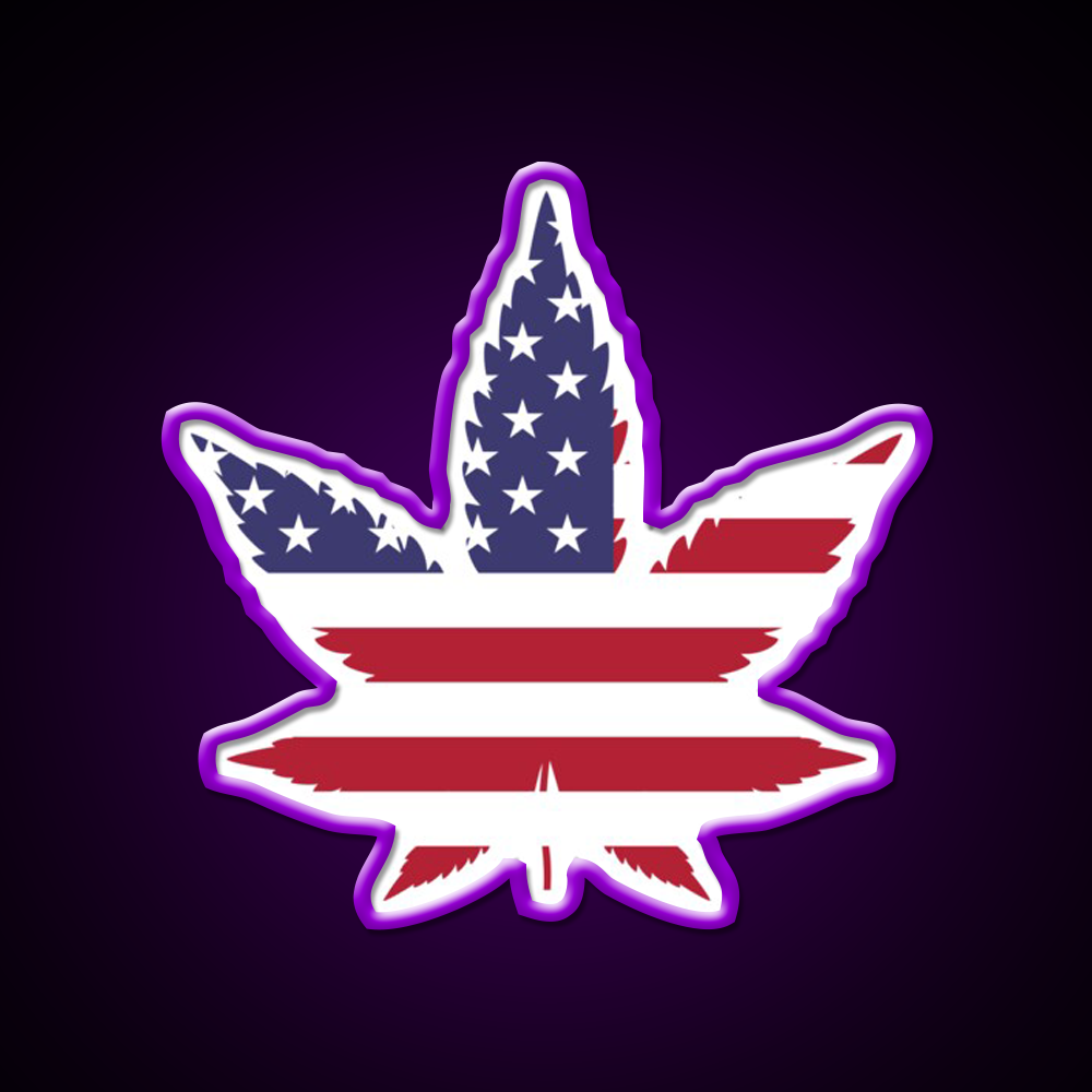 Red White And Blue Leaf Hemp Inspired Green Leaf Led Neon Sign Rgb Color - LED neon sign view 9