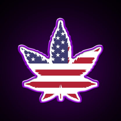 Red White And Blue Leaf Hemp Inspired Green Leaf Led Neon Sign Rgb Color - LED neon sign view 9