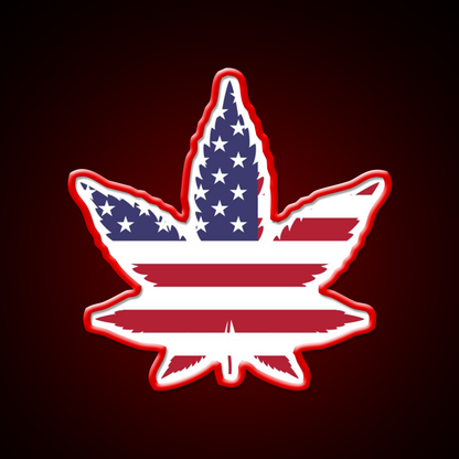 Red White And Blue Leaf Hemp Inspired Green Leaf Led Neon Sign Rgb Color - LED neon sign view 10