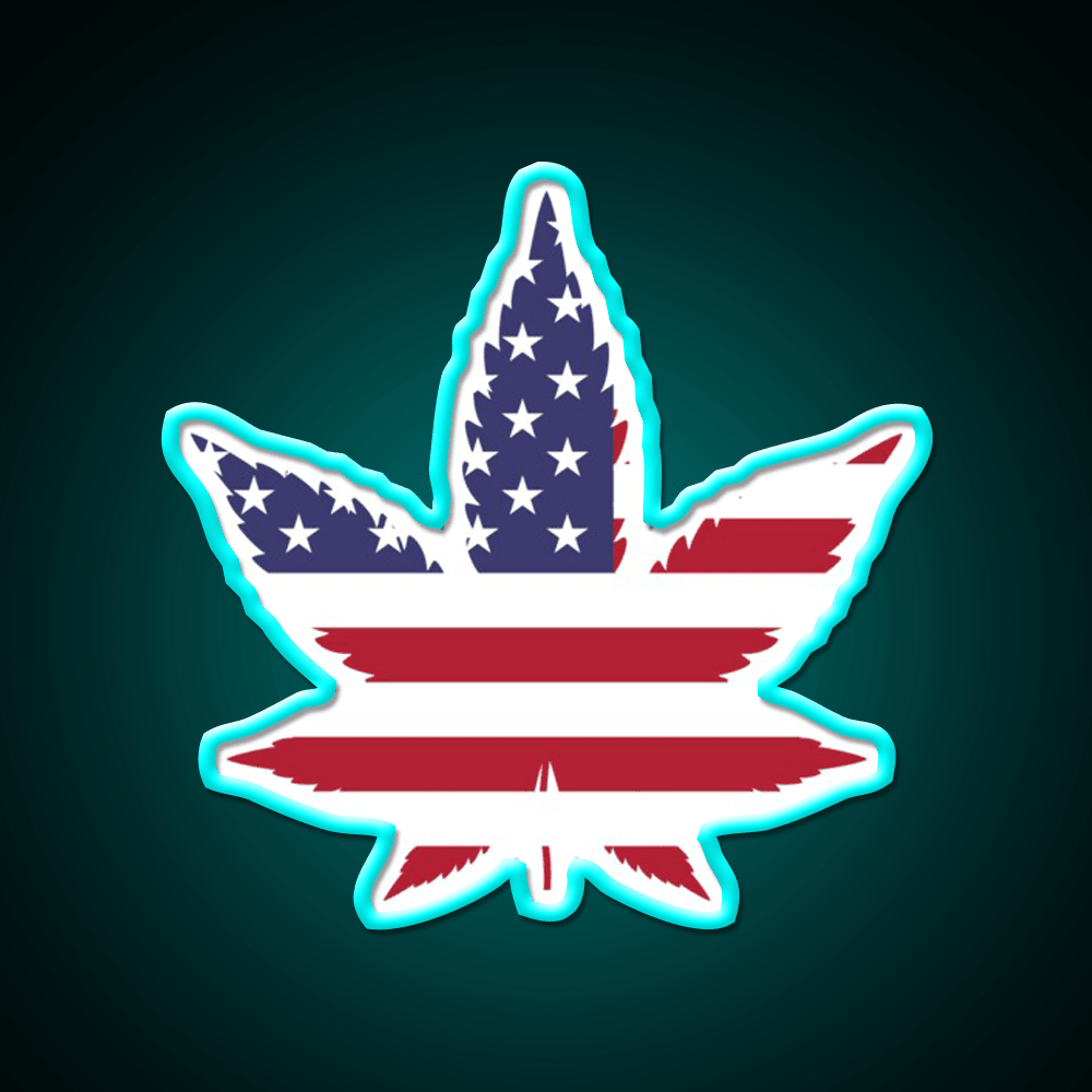 Red White And Blue Leaf Hemp Inspired Green Leaf Led Neon Sign Rgb Color - Shineneon