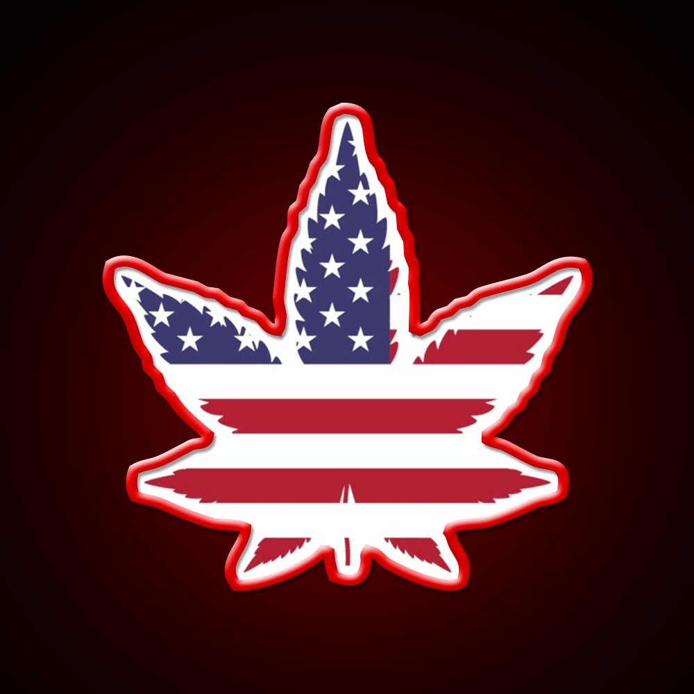 Red White And Blue Leaf Hemp Inspired Green Leaf Led Neon Sign Rgb Color - Shineneon