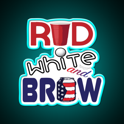 Red White And Brew Beer Bar Decor Led Neon Sign Rgb Color - Size and dimension reference