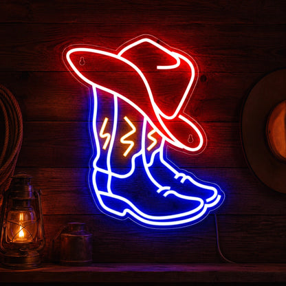 Red White Blue Cowboy Boot Neon Sign LED Neon Sign high-converting product image