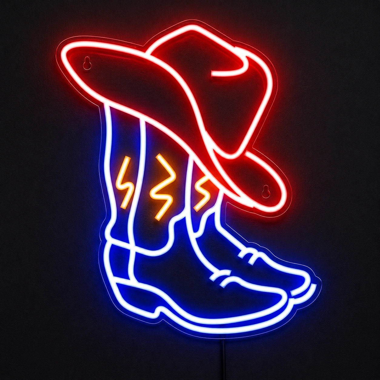 Red White Blue Cowboy Boot Neon Sign LED Neon Sign main product image