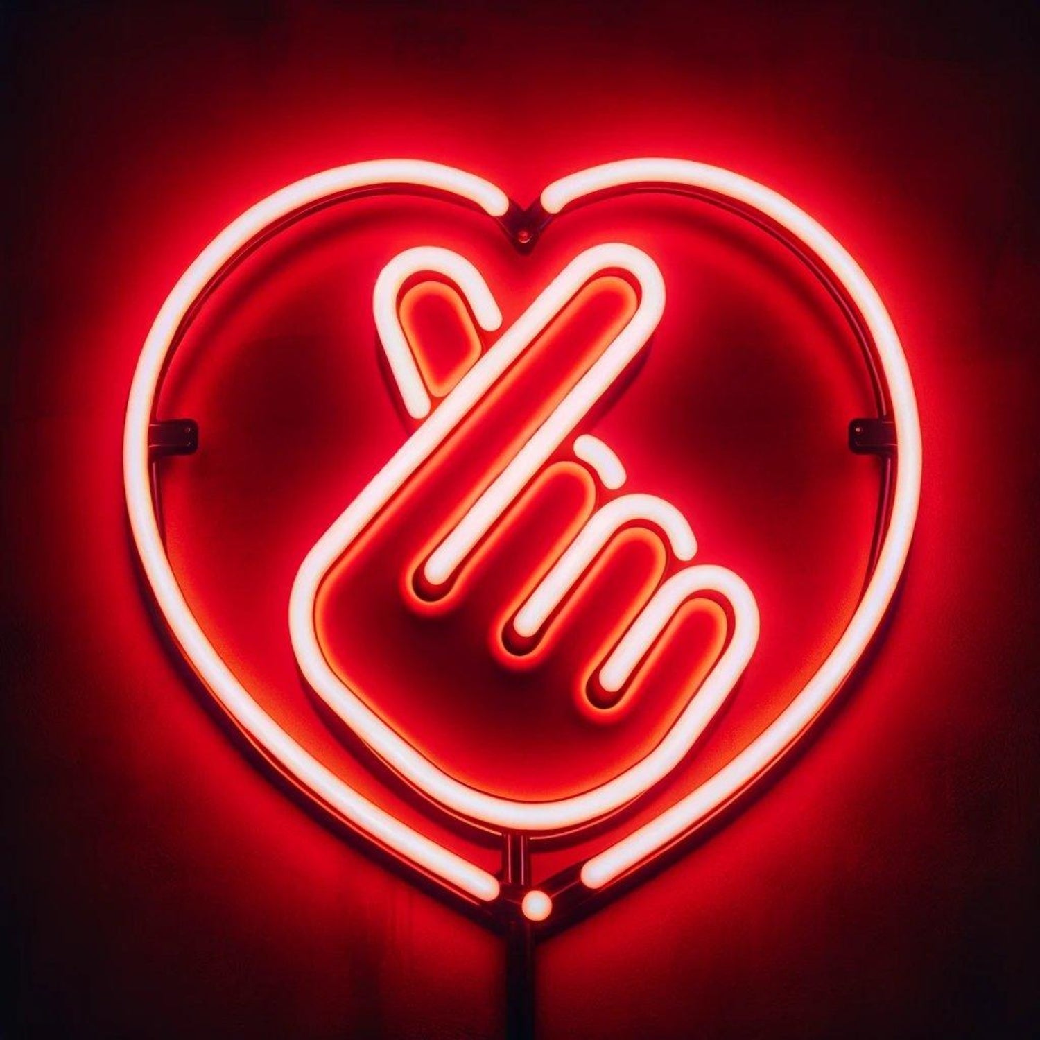 Red White Heart Hand Gesture Led Neon Sign For Bedroom Cafe K-Culture Decor | Shineneon