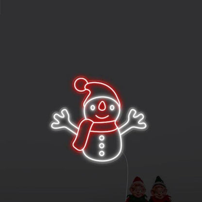 Red White Snowman Led Neon Sign Christmas Indoor Decor | Shineneon