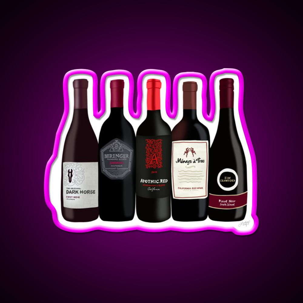 Red Wine Bottles Beer Bar Decor Led Neon Sign Rgb Color - Neon sign mounted on wall in room