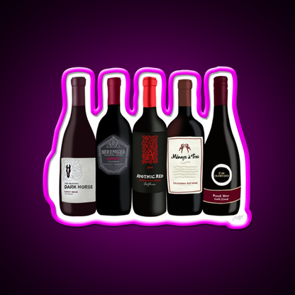Red Wine Bottles Beer Bar Decor Led Neon Sign Rgb Color - Neon sign mounted on wall in room