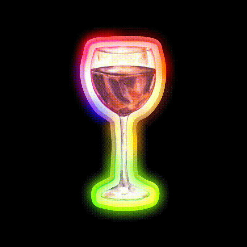 Red Wine Watercolor Painting Cocktail Bar Decor Led Neon Sign Rgb Color - LED neon sign close-up detail