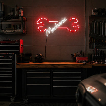 Red Wrench Workshop Neon Sign LED Neon Sign real lifestyle scene