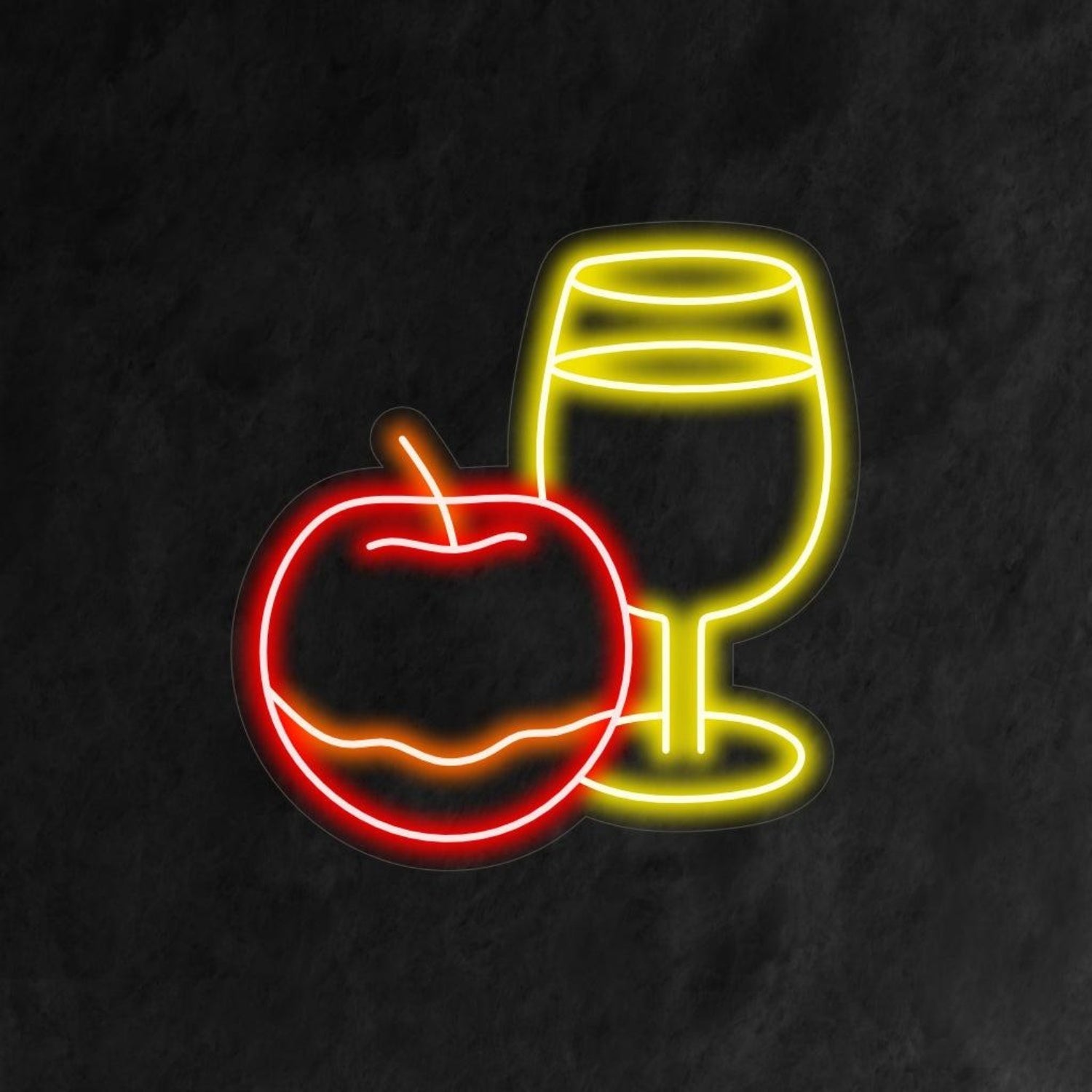 Red - Yellow Apple Wine Glass Led Neon Sign For Bar Home Decor - Shineneon
