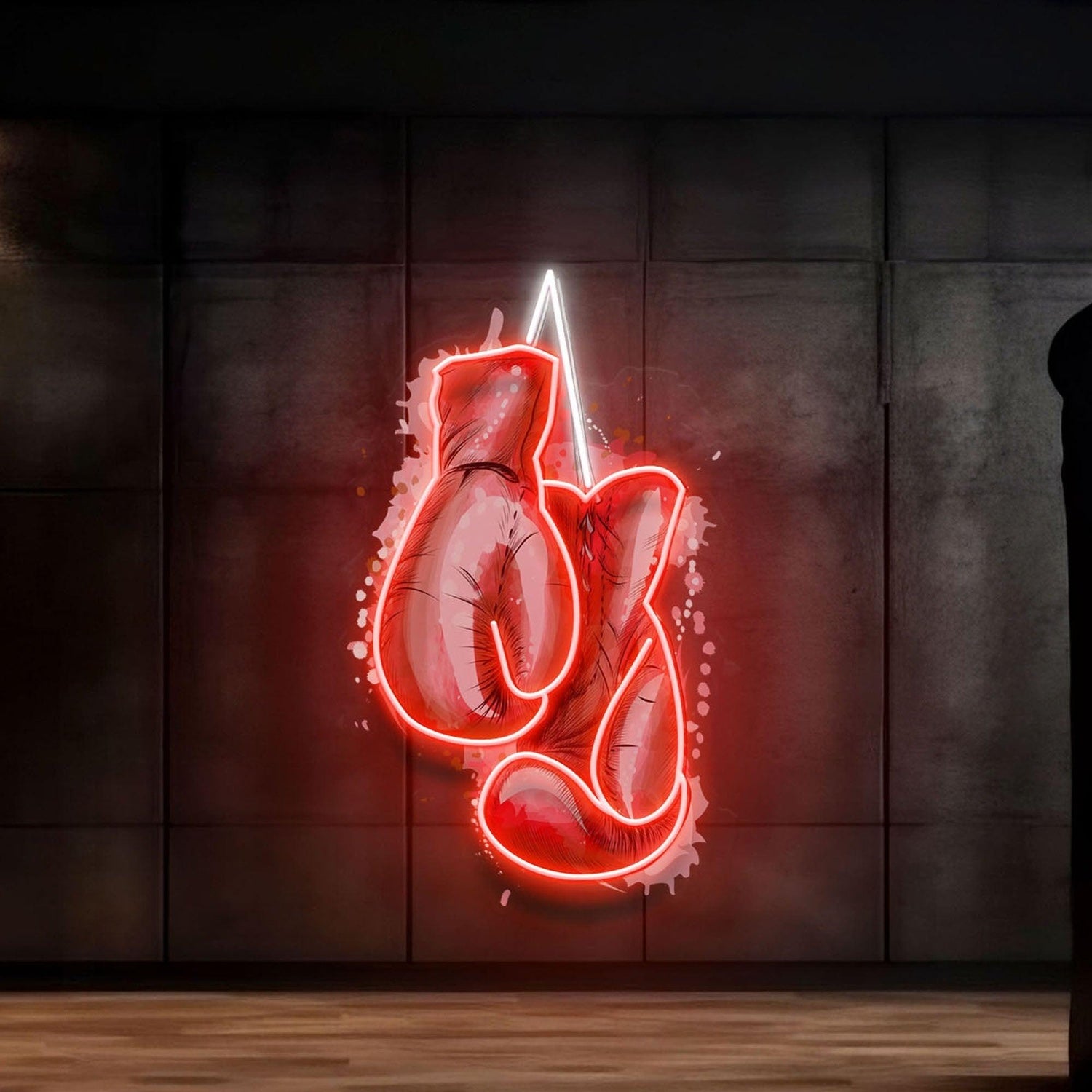 Red-Yellow Custom Boxing Gloves Uv Printed Led Neon Sign Artwork For Gyms Sports Clubs | Shineneon