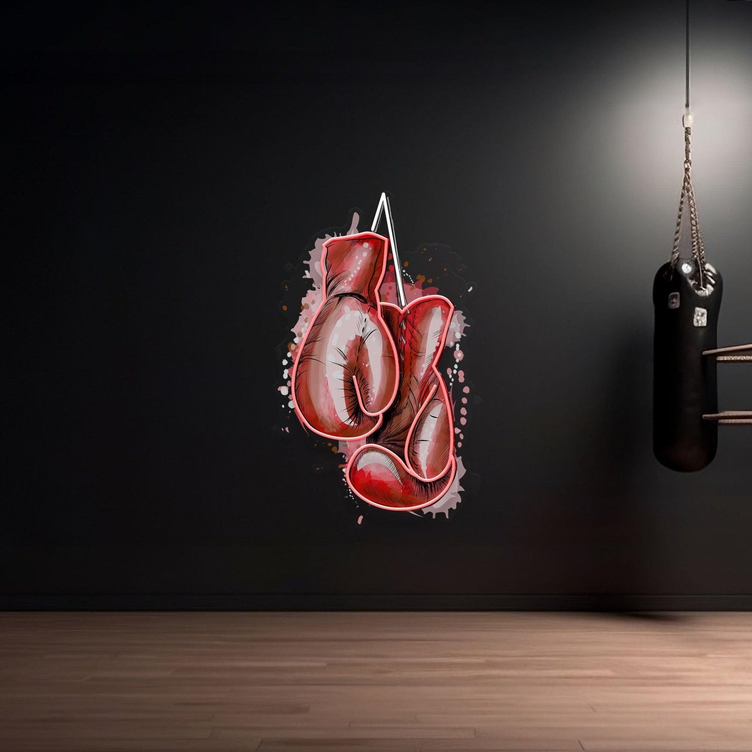 Red-Yellow Custom Boxing Gloves Uv Printed Led Neon Sign Artwork For Gyms Sports Clubs | Shineneon