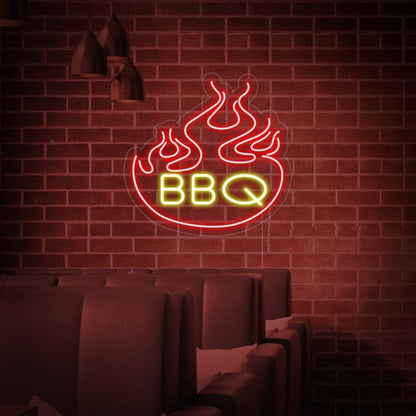 Red-Yellow Flame Dynamic Bbq Led Neon Sign For Restaurant Bar Decor | Shineneon