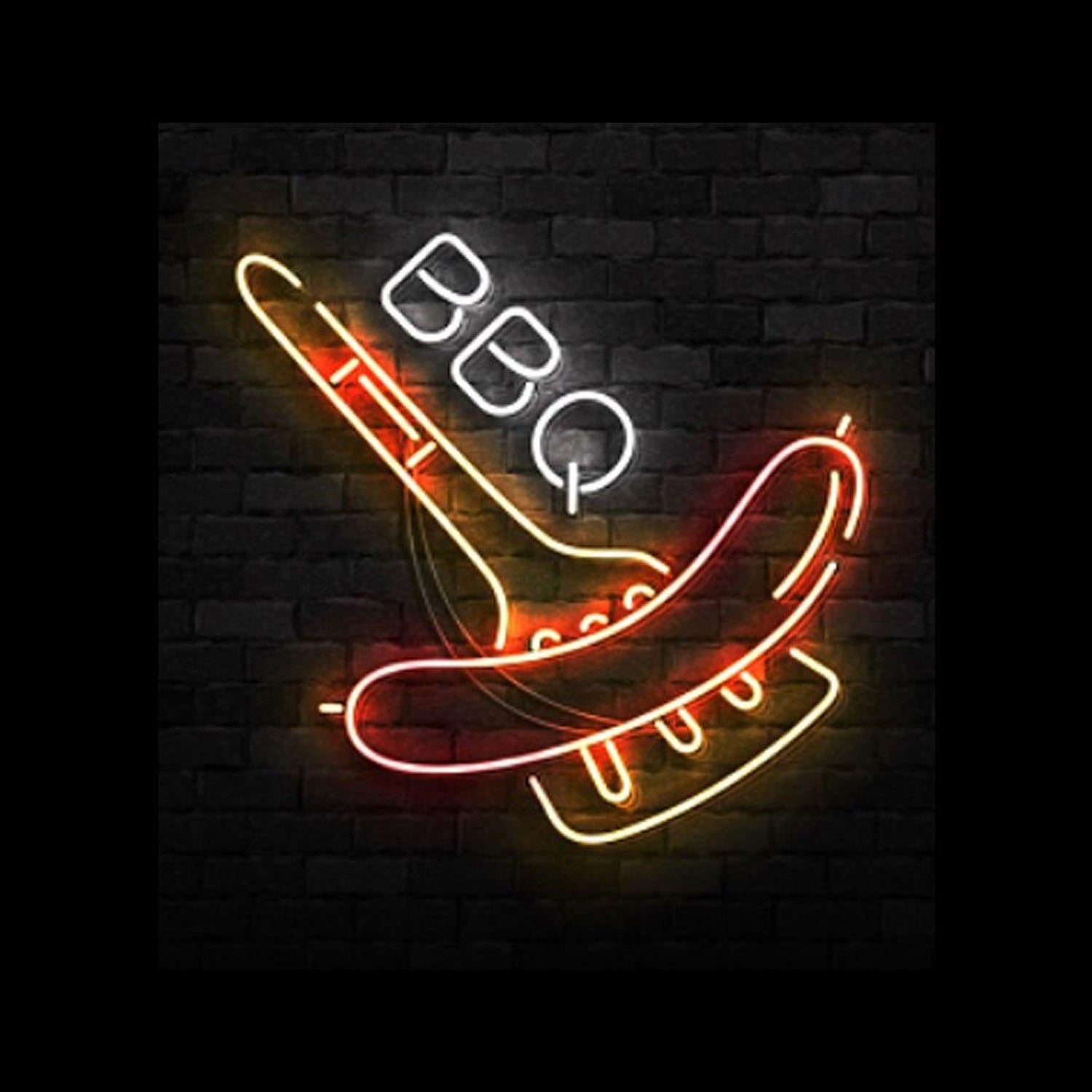 Red-Yellow Flame Dynamic Bbq Led Neon Sign For Restaurant Bar Decor | Shineneon