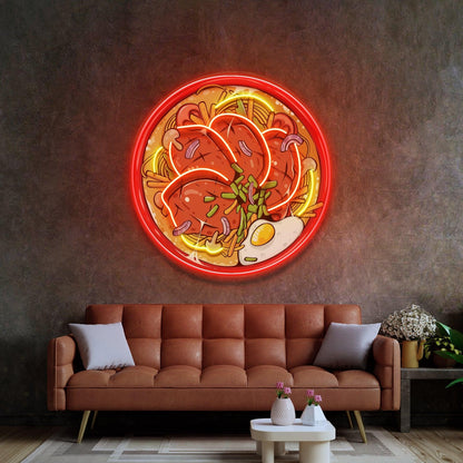 Red-Yellow Noodle Bowl With Beef Egg Uv Printed Led Neon Sign For Restaurant Kitchen Decor | Shineneon