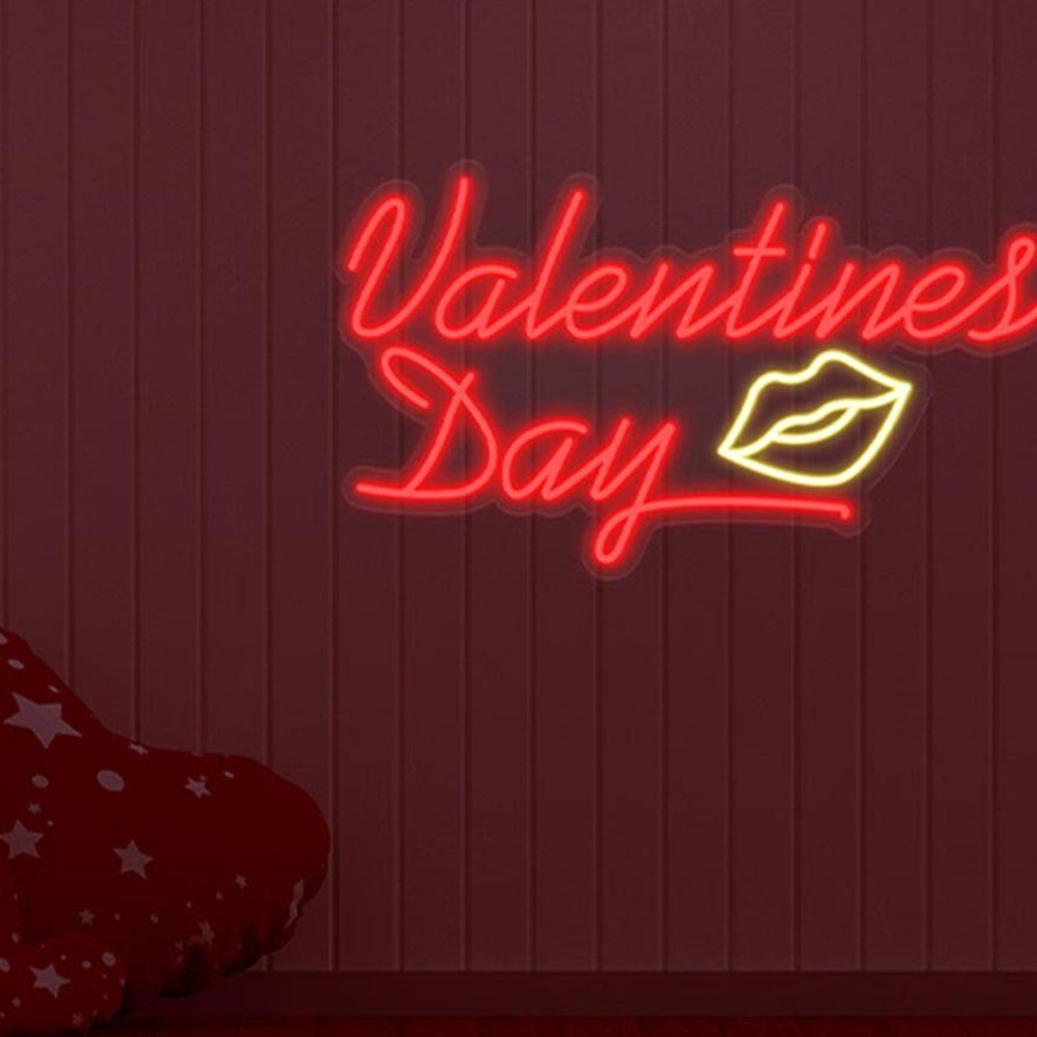 Red-Yellow Valentines Lip Led Neon Sign For Romantic Indoor Decor | Shineneon
