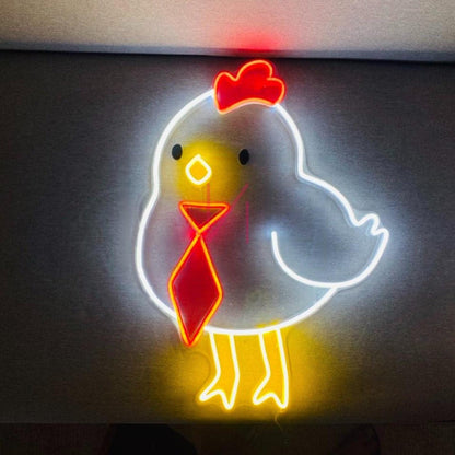 Red-Yellow-White Cartoon Chicken Led Neon Sign For Kids Room Cafe Decor | Shineneon