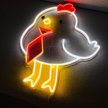 Red-Yellow-White Cartoon Chicken Led Neon Sign For Kids Room Cafe Decor | Shineneon