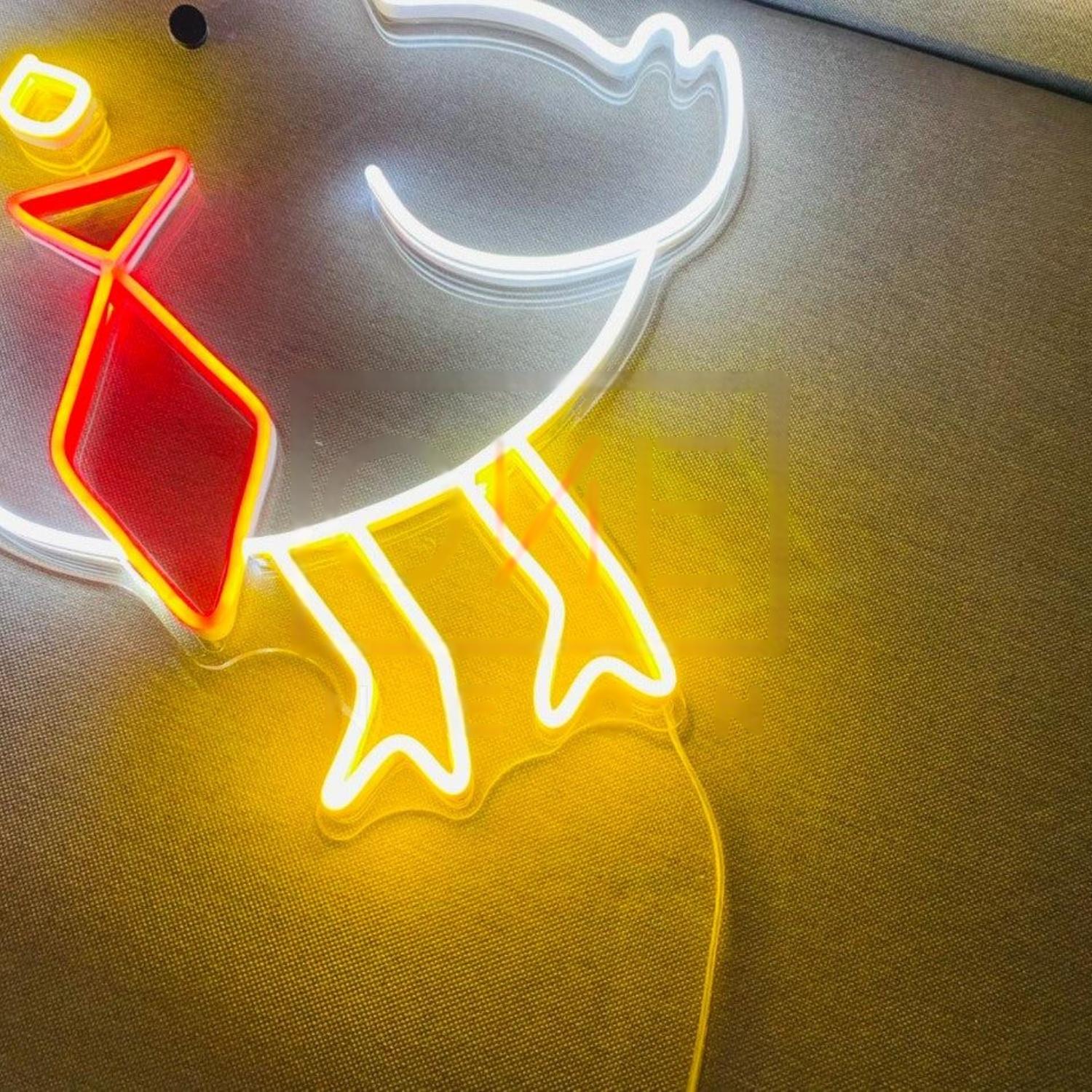 Red-Yellow-White Cartoon Chicken Led Neon Sign For Kids Room Cafe Decor | Shineneon