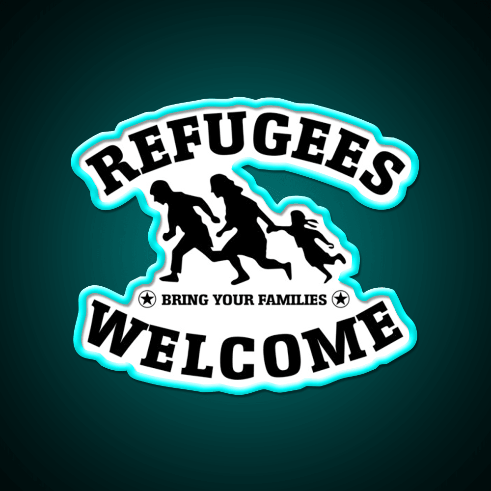 Refugees Welcome Peace Love Fluchtling Welcome Led Neon Sign Open Sign Rgb Color - Shineneon
