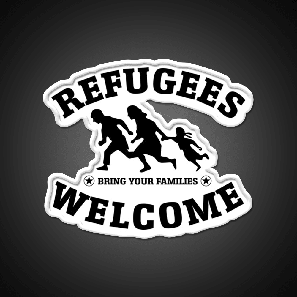 Refugees Welcome Peace Love Fluchtling Welcome Led Neon Sign Open Sign Rgb Color - Shineneon