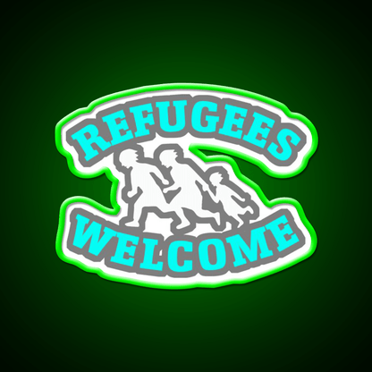 Refugees Welcome Welcome Led Neon Sign Open Sign Rgb Color - Shineneon
