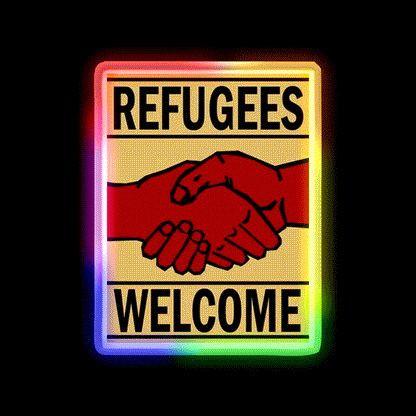 Refugees Welcome Welcome Led Neon Sign Open Sign Wall Art Rgb Color - LED neon sign close-up detail