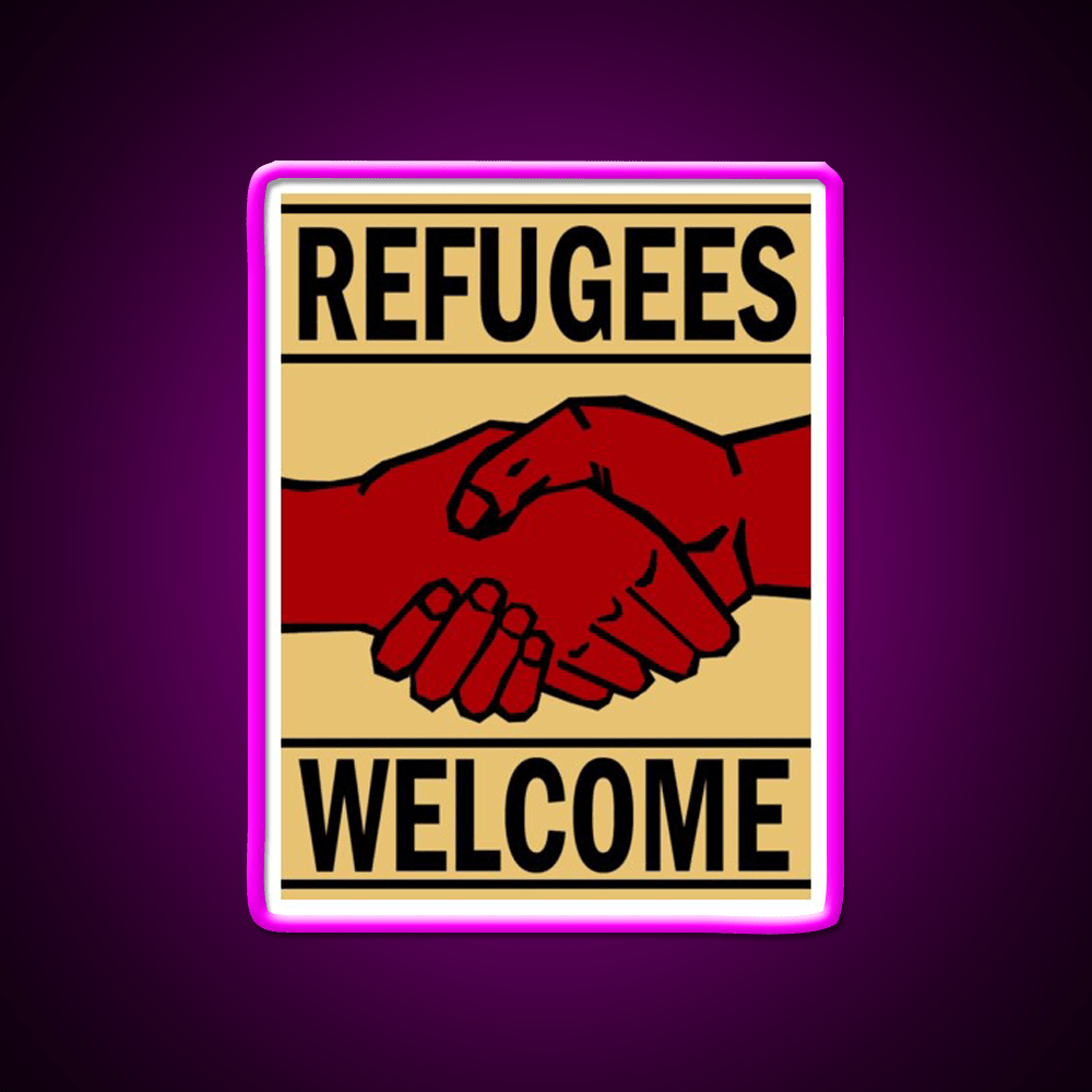 Refugees Welcome Welcome Led Neon Sign Open Sign Wall Art Rgb Color - Shineneon