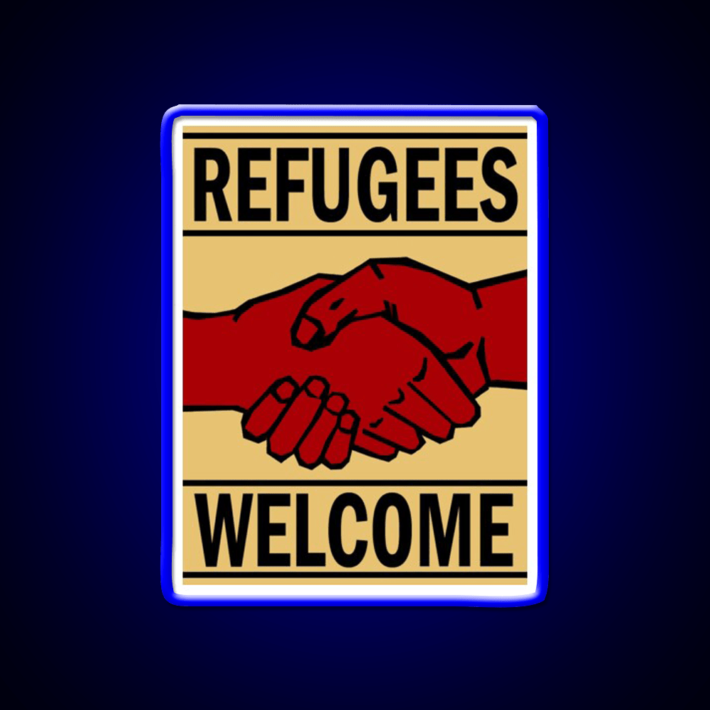 Refugees Welcome Welcome Led Neon Sign Open Sign Wall Art Rgb Color - Shineneon