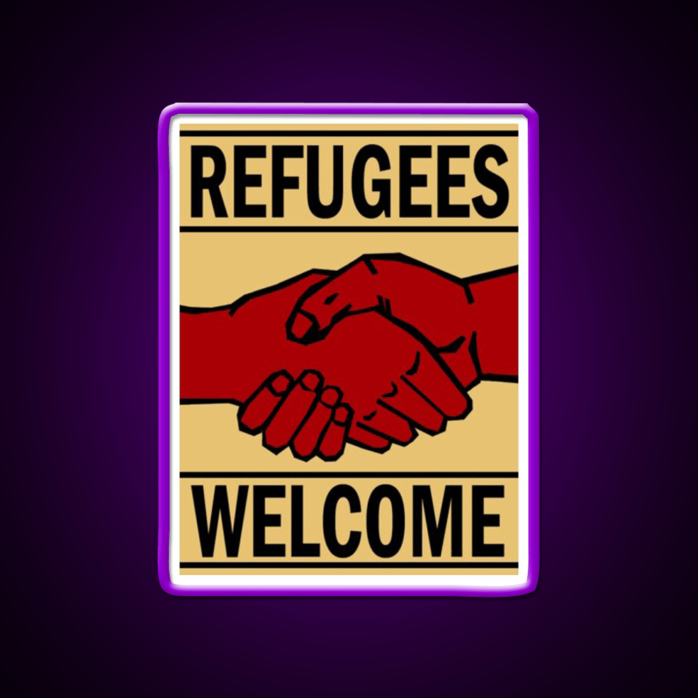 Refugees Welcome Welcome Led Neon Sign Open Sign Wall Art Rgb Color - Shineneon