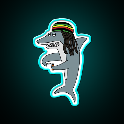 Reggae Shark Funny Dreadlock Rasta Hemp Inspired Green Leaf Led Neon Sign Rgb Color - Size and dimension reference