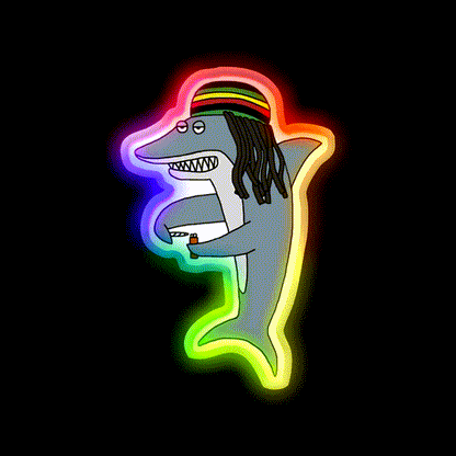 Reggae Shark Funny Dreadlock Rasta Hemp Inspired Green Leaf Led Neon Sign Rgb Color - LED neon sign close-up detail