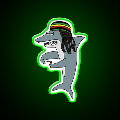 Reggae Shark Funny Dreadlock Rasta Hemp Inspired Green Leaf Led Neon Sign Rgb Color - LED neon sign view 8