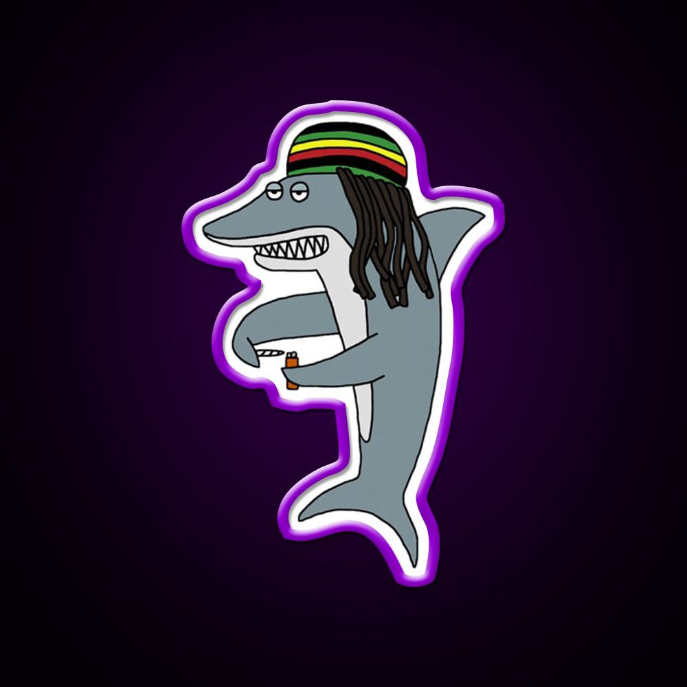 Reggae Shark Funny Dreadlock Rasta Hemp Inspired Green Leaf Led Neon Sign Rgb Color - LED neon sign view 9